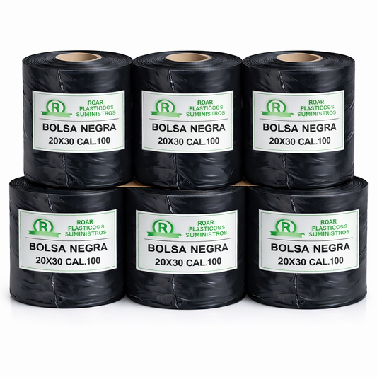 Rollos Negros 20×30 Cal.100 – Paquete 6 rollos