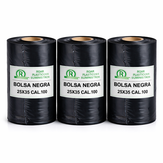 Rollos Negros 25×35 Cal.100 – Paquete 3 rollos