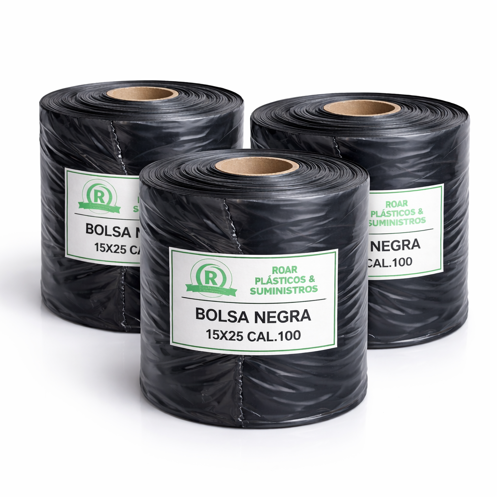Rollos Negros 15×25 Cal.100 – Paquete 3 rollos