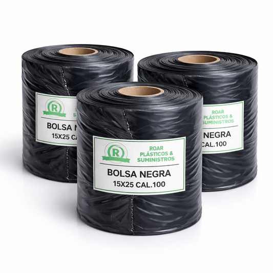 Rollos Negros 15×25 Cal.100 – Paquete 3 rollos